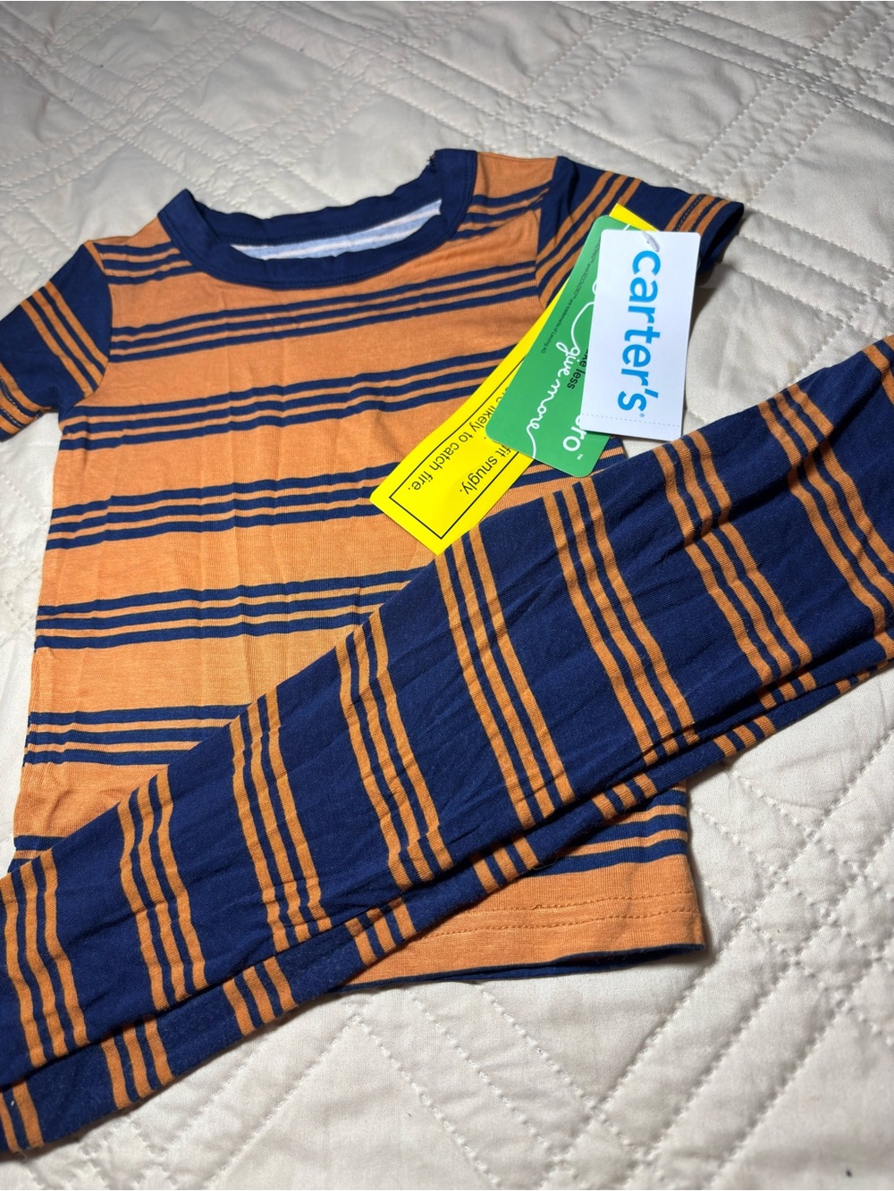Carter's 18M SOFT Navy and Orange Striped Pajama Set